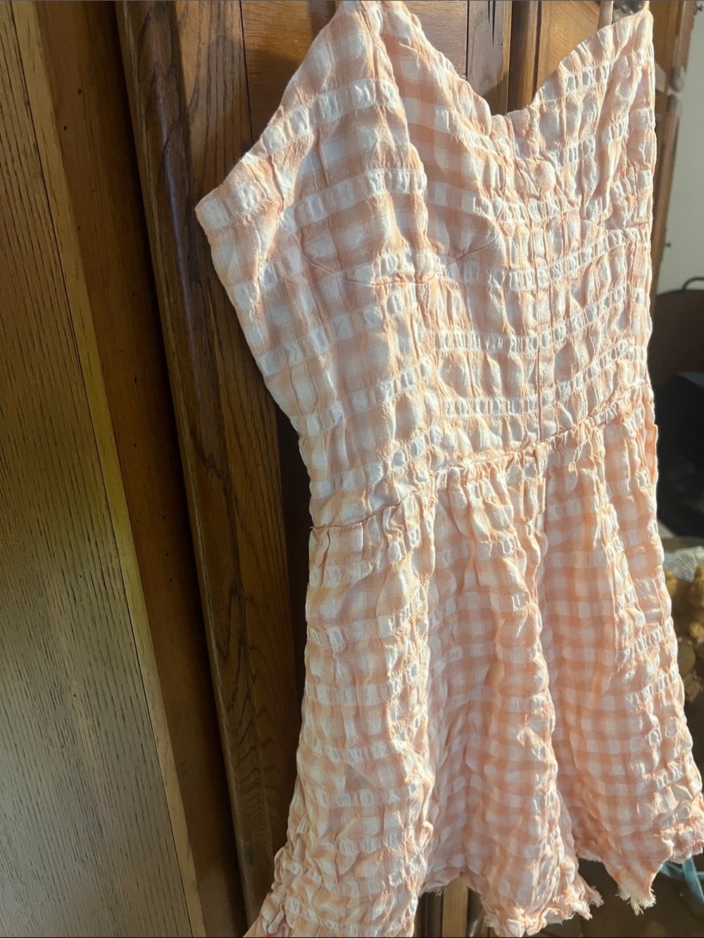 Forever 21 Peach Gingham Textured Romper - Picture 2 of 13